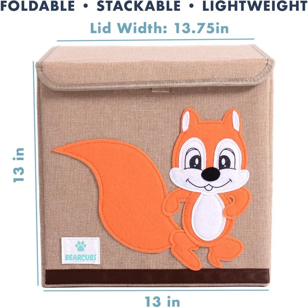 NWT Bearcubs Toy Box - Folding Canvas Small Cube Toy Chest for Toy Storage NEW